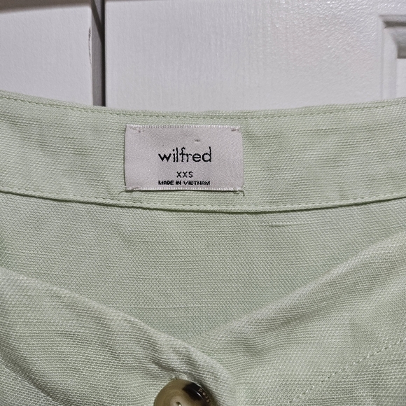 ARITZIA Wilfred Janine Top Button-Front Linen-Blend Blouse Green Size XXS - Picture 3 of 7